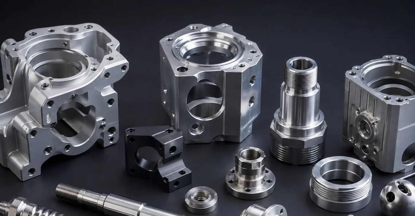 Machined components staged before inspection